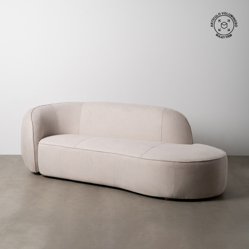 Grand Canapé moderne Arrondi 3 places en Tissu Beige Bois d'hévéa Bois MDF Marcos - 11