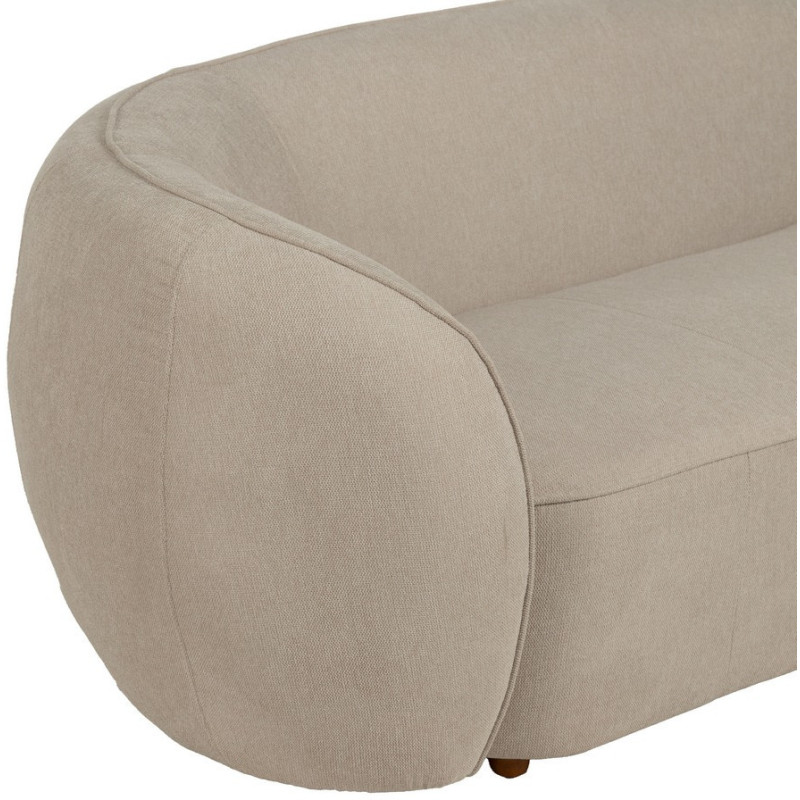 Grand Canapé moderne Arrondi 3 places en Tissu Beige Bois d'hévéa Bois MDF Marcos - 4