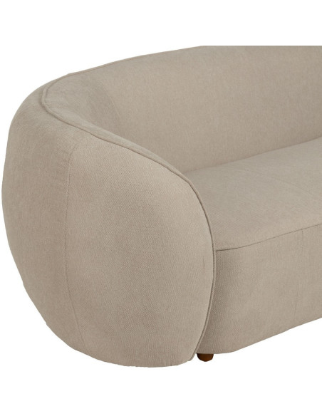 Grand Canapé moderne Arrondi 3 places en Tissu Beige Bois d'hévéa Bois MDF Marcos - 4