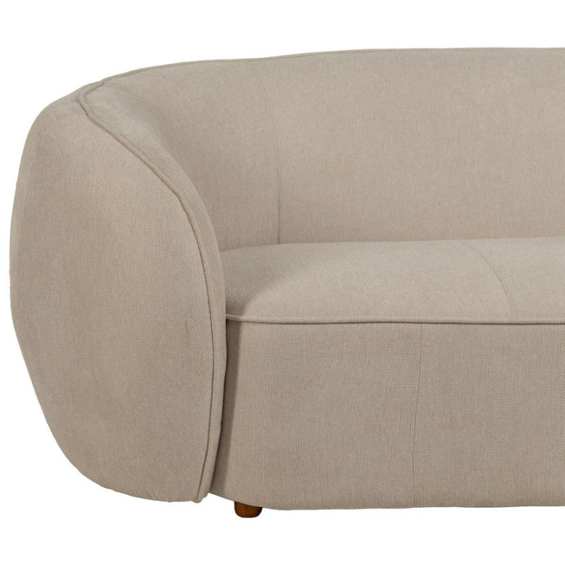 Grand Canapé moderne Arrondi 3 places en Tissu Beige Bois d'hévéa Bois MDF Marcos - 5