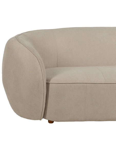 Grand Canapé moderne Arrondi 3 places en Tissu Beige Bois d'hévéa Bois MDF Marcos - 5