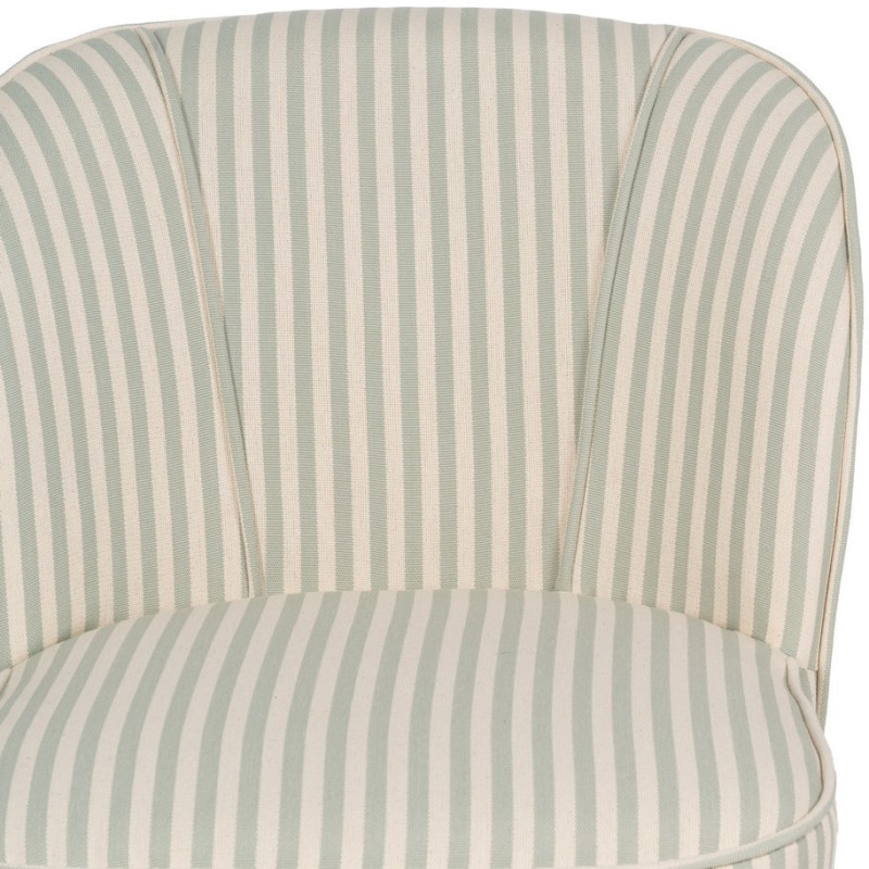 Fauteuil à rayures moderne en Tissu Vert Beige Bois d'hévéa Marron Adaro - 5