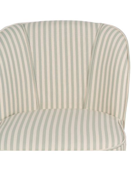 Fauteuil à rayures moderne en Tissu Vert Beige Bois d'hévéa Marron Adaro - 5