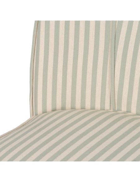 Fauteuil à rayures moderne en Tissu Vert Beige Bois d'hévéa Marron Adaro - 7