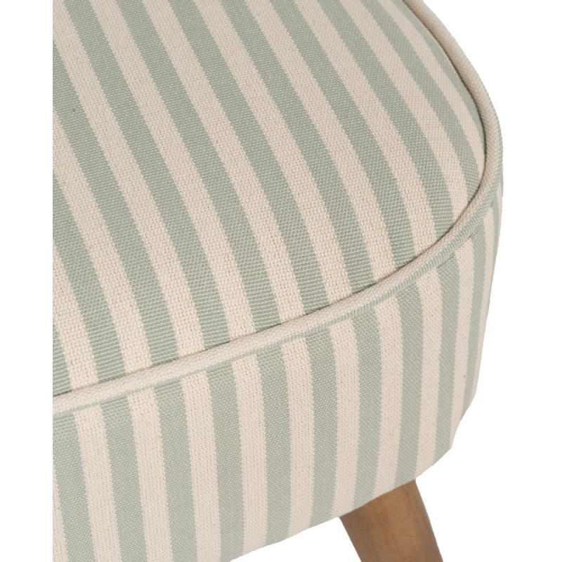 Fauteuil à rayures moderne en Tissu Vert Beige Bois d'hévéa Marron Adaro - 8