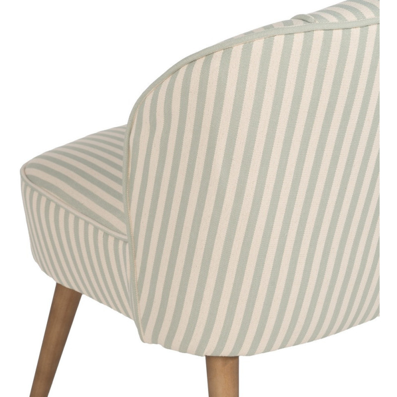 Fauteuil à rayures moderne en Tissu Vert Beige Bois d'hévéa Marron Adaro - 9