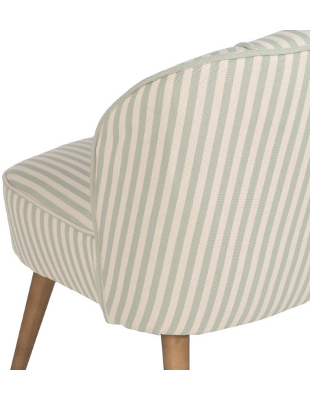 Fauteuil à rayures moderne en Tissu Vert Beige Bois d'hévéa Marron Adaro - 9