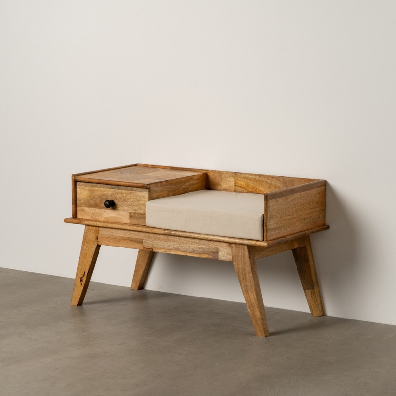 Banc d'entrée moderne 1 tiroir 1 place en Bois de manguier Naturel Othon - 11