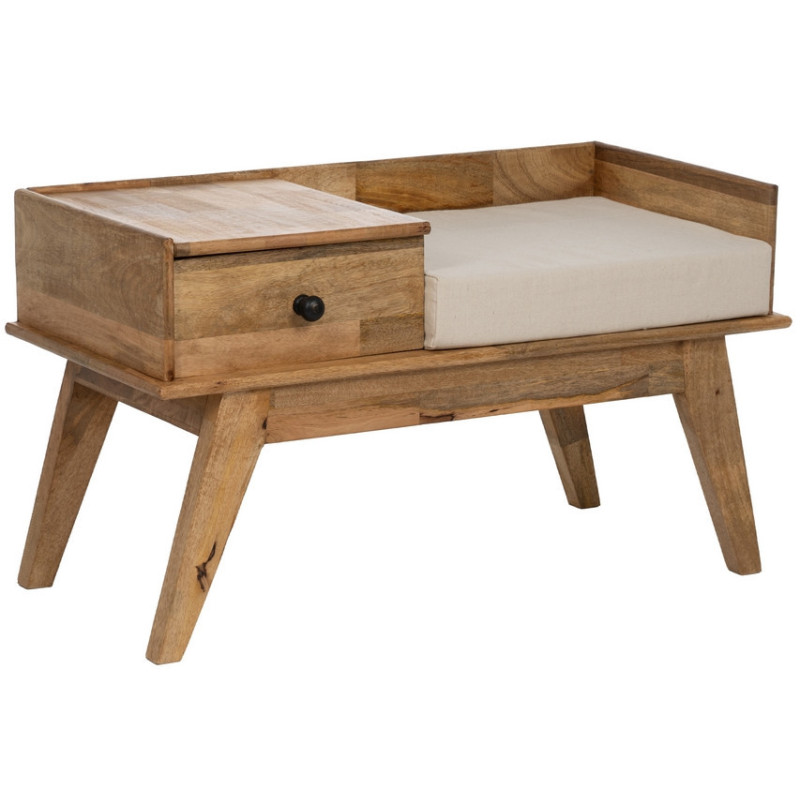 Banc d'entrée moderne 1 tiroir 1 place en Bois de manguier Naturel Othon - 1