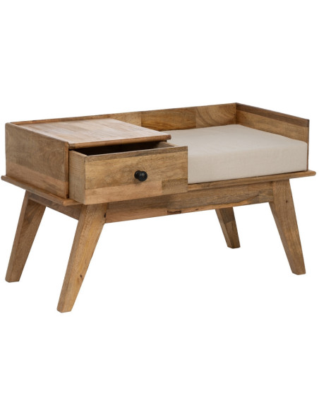 Banc d'entrée moderne 1 tiroir 1 place en Bois de manguier Naturel Othon - 2