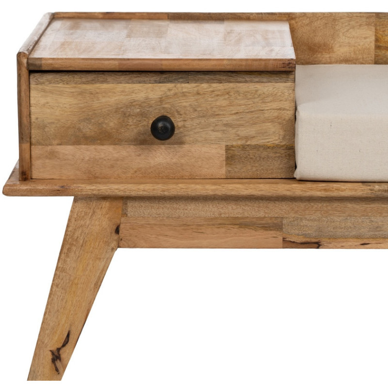 Banc d'entrée moderne 1 tiroir 1 place en Bois de manguier Naturel Othon - 4