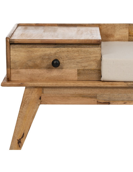 Banc d'entrée moderne 1 tiroir 1 place en Bois de manguier Naturel Othon - 4