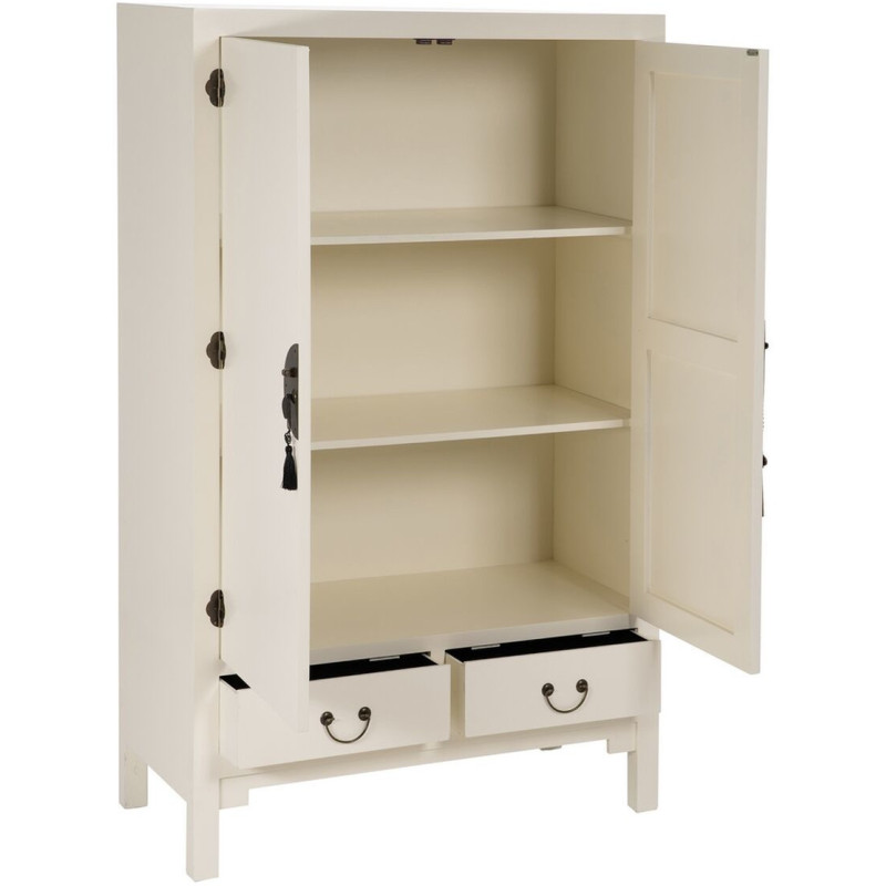 Armoire 2 portes 2 tiroirs en Bois de sapin Blanc Oriente - 3