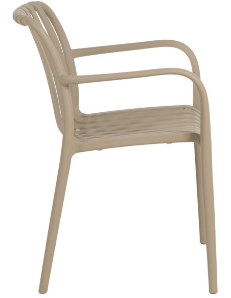 Fauteuil de table extérieur moderne en Polypropylène Beige Tadeo (Lot de 2) - 3