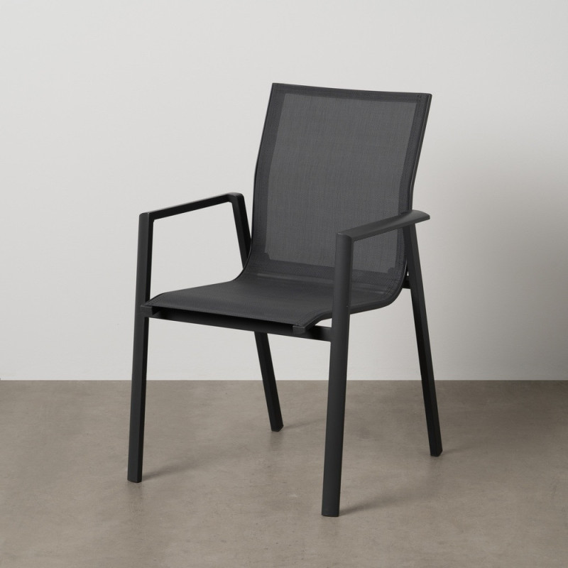 Fauteuil de jardin haut de gamme en Textilène Métal Gris foncé Nelia (Lot de 2) - 11