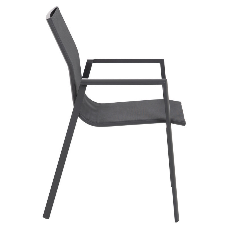 Fauteuil de jardin haut de gamme en Textilène Métal Gris foncé Nelia (Lot de 2) - 2