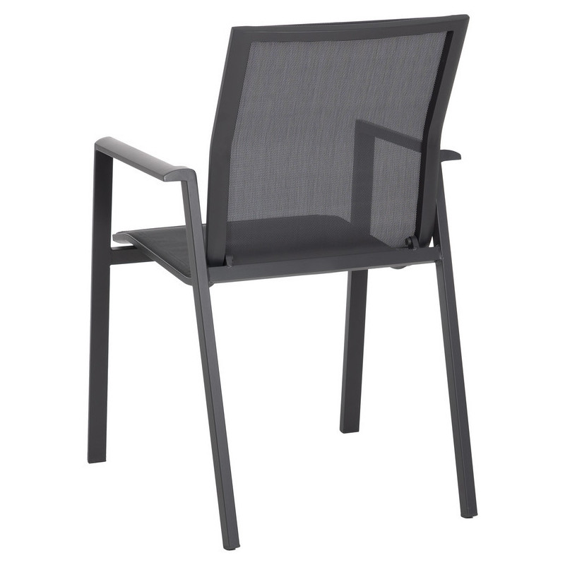 Fauteuil de jardin haut de gamme en Textilène Métal Gris foncé Nelia (Lot de 2) - 3
