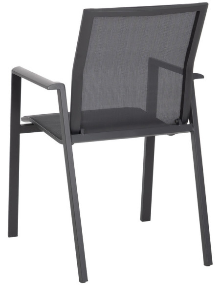 Fauteuil de jardin haut de gamme en Textilène Métal Gris foncé Nelia (Lot de 2) - 3