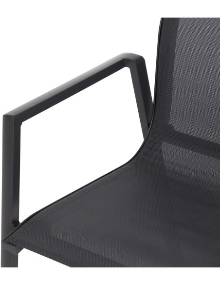 Fauteuil de jardin haut de gamme en Textilène Métal Gris foncé Nelia (Lot de 2) - 5