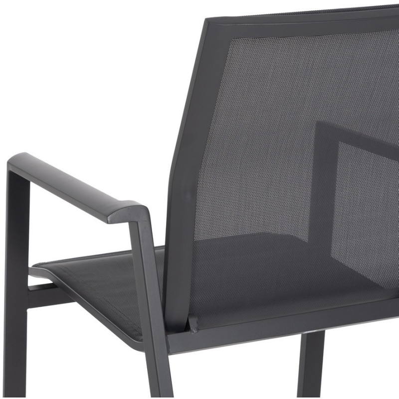 Fauteuil de jardin haut de gamme en Textilène Métal Gris foncé Nelia (Lot de 2) - 9