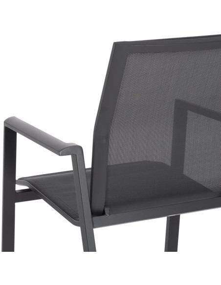 Fauteuil de jardin haut de gamme en Textilène Métal Gris foncé Nelia (Lot de 2) - 9