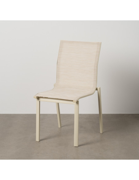 Chaise de jardin haut de gamme en Textilène Métal Beige Nelia (Lot de 2) - 1