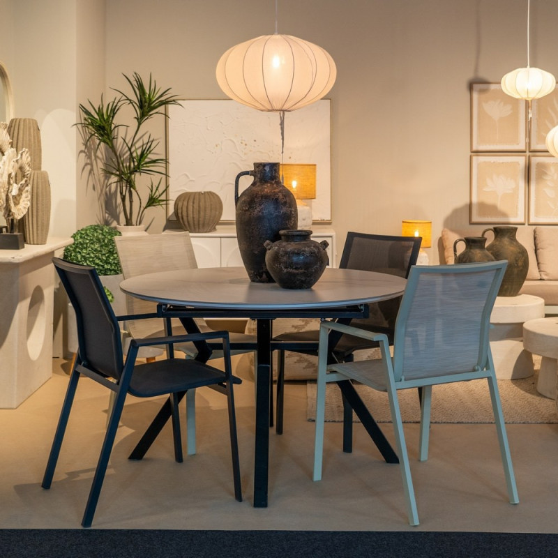 Chaise de jardin haut de gamme en Textilène Métal Beige Nelia (Lot de 2) - 2