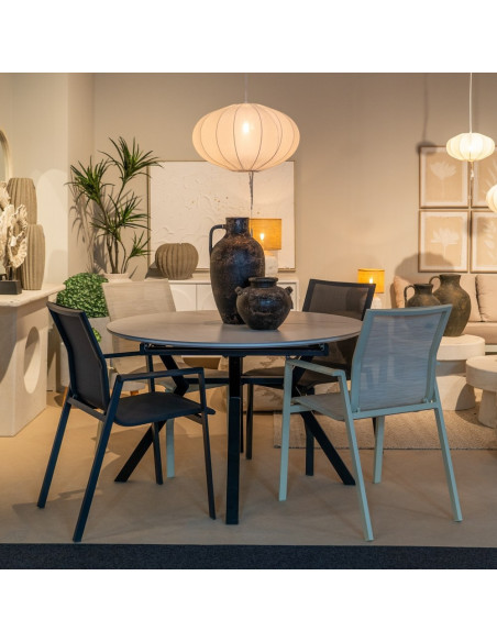 Chaise de jardin haut de gamme en Textilène Métal Beige Nelia (Lot de 2) - 2