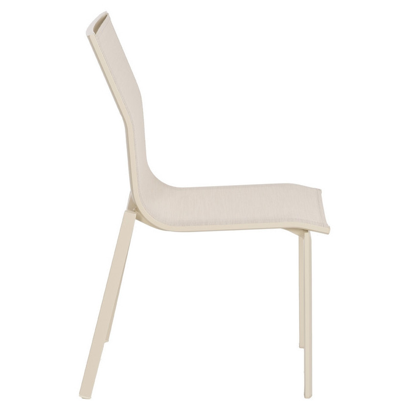 Chaise de jardin haut de gamme en Textilène Métal Beige Nelia (Lot de 2) - 3
