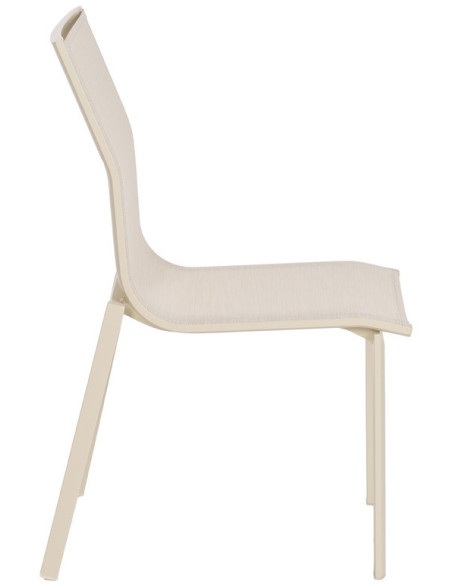 Chaise de jardin haut de gamme en Textilène Métal Beige Nelia (Lot de 2) - 3