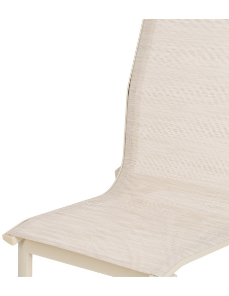 Chaise de jardin haut de gamme en Textilène Métal Beige Nelia (Lot de 2) - 5