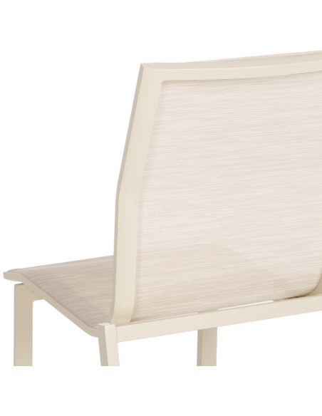 Chaise de jardin haut de gamme en Textilène Métal Beige Nelia (Lot de 2) - 8