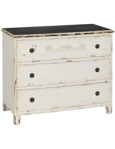Commode 3 tiroirs en Bois de sapin Blanc Cheryl - 1
