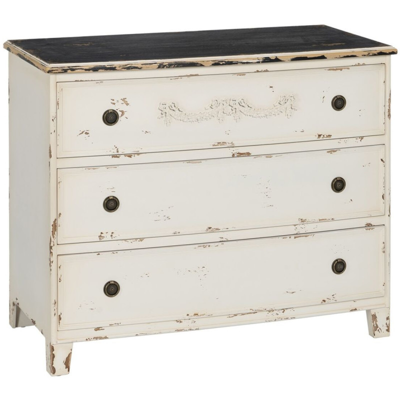 Commode 3 tiroirs en Bois de sapin Blanc Cheryl - 1