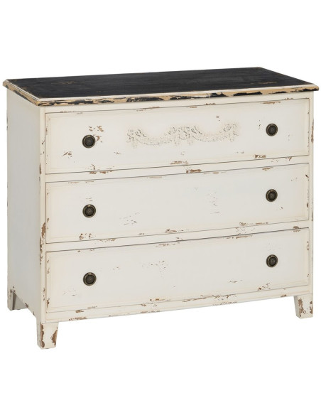 Commode 3 tiroirs en Bois de sapin Blanc Cheryl - 1
