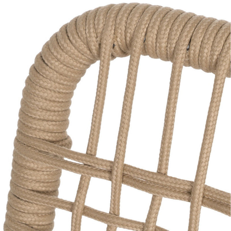 Fauteuil de table extérieur moderne en Métal Gris Rotin polyéthylène Naturel Tressé Tissu Beige Iban (Lot de 2) - 6