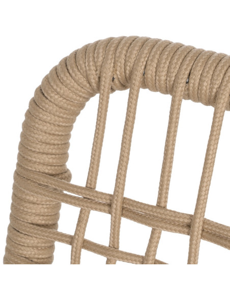 Fauteuil de table extérieur moderne en Métal Gris Rotin polyéthylène Naturel Tressé Tissu Beige Iban (Lot de 2) - 6