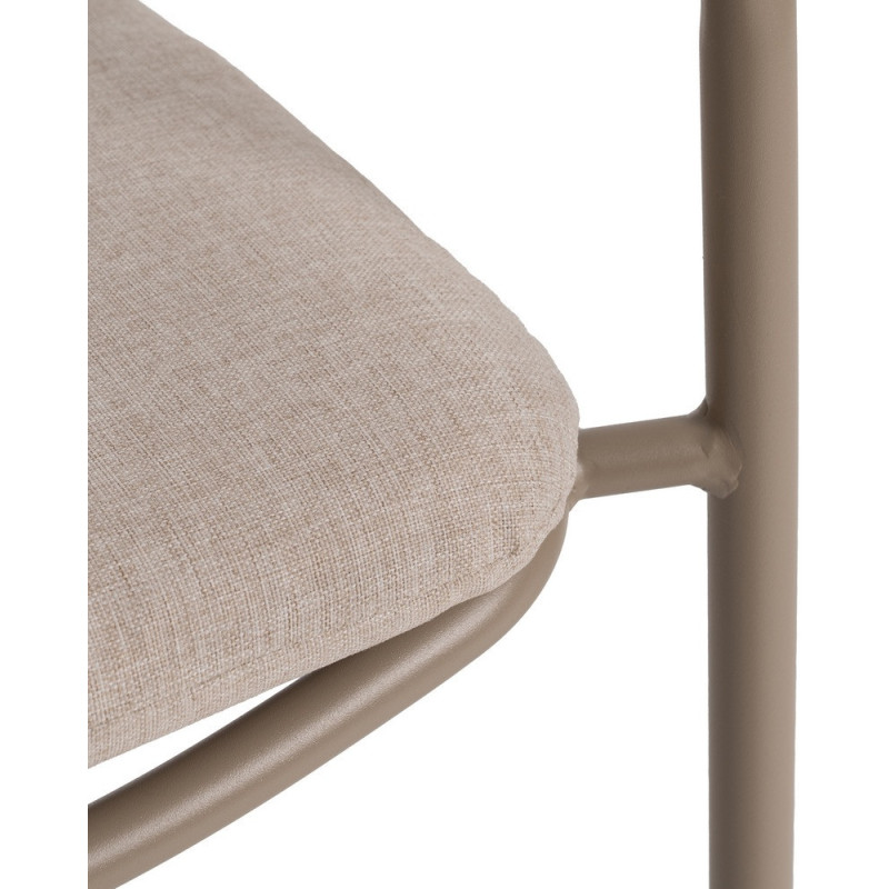 Fauteuil de table extérieur moderne en Métal Gris Rotin polyéthylène Naturel Tressé Tissu Beige Iban (Lot de 2) - 8
