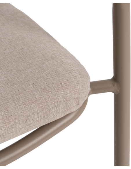 Fauteuil de table extérieur moderne en Métal Gris Rotin polyéthylène Naturel Tressé Tissu Beige Iban (Lot de 2) - 8
