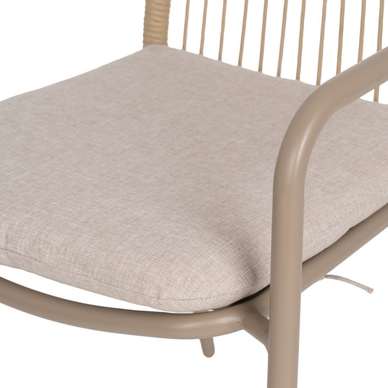 Fauteuil de table extérieur moderne en Métal Gris Rotin polyéthylène Naturel Tressé Tissu Beige Iban (Lot de 2) - 9