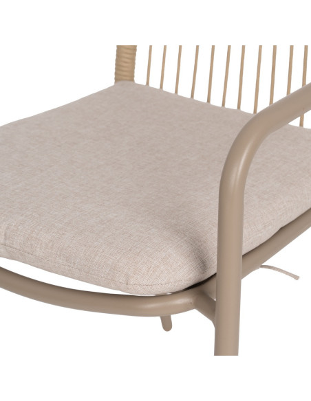Fauteuil de table extérieur moderne en Métal Gris Rotin polyéthylène Naturel Tressé Tissu Beige Iban (Lot de 2) - 9