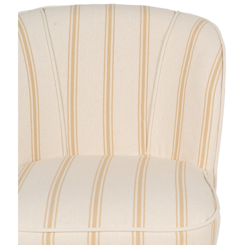 Fauteuil à rayures moderne en Tissu Jaune miel Beige Bois d'hévéa Marron Cedro - 5