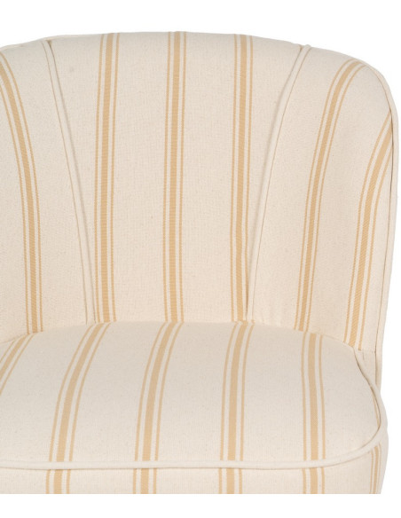 Fauteuil à rayures moderne en Tissu Jaune miel Beige Bois d'hévéa Marron Cedro - 5