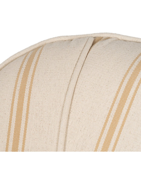 Fauteuil à rayures moderne en Tissu Jaune miel Beige Bois d'hévéa Marron Cedro - 6