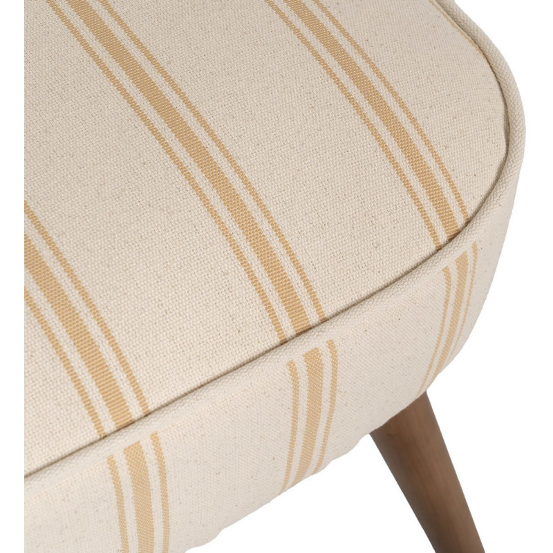 Fauteuil à rayures moderne en Tissu Jaune miel Beige Bois d'hévéa Marron Cedro - 8