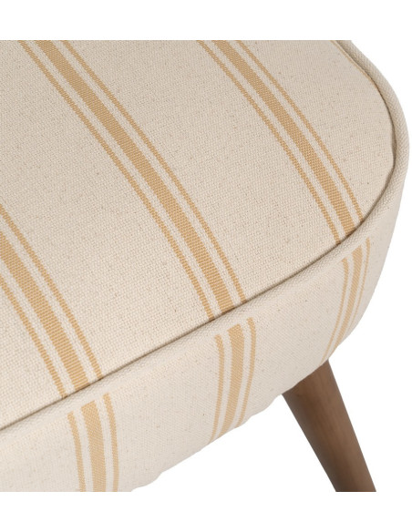 Fauteuil à rayures moderne en Tissu Jaune miel Beige Bois d'hévéa Marron Cedro - 8
