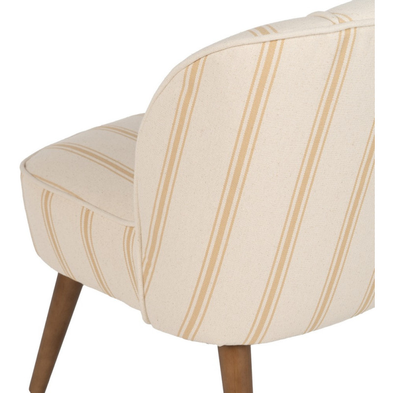Fauteuil à rayures moderne en Tissu Jaune miel Beige Bois d'hévéa Marron Cedro - 9