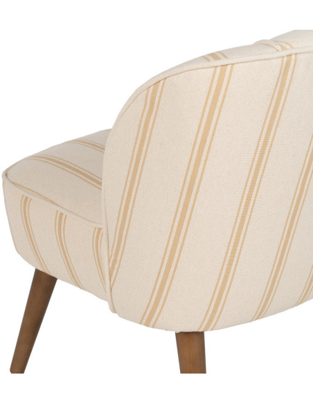 Fauteuil à rayures moderne en Tissu Jaune miel Beige Bois d'hévéa Marron Cedro - 9