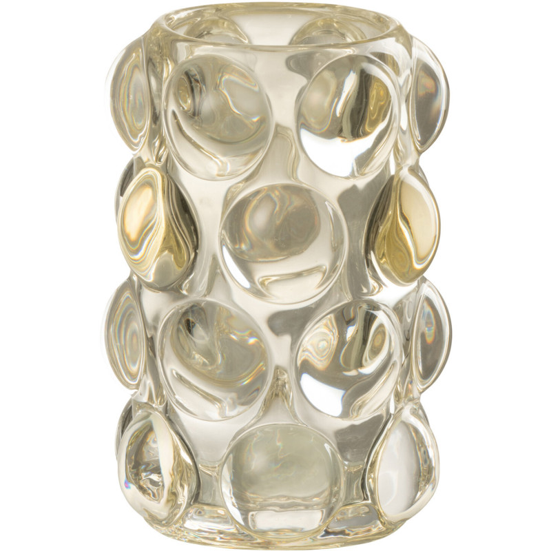 Photophore moderne boules relief en verre jaune 12 cm - 1