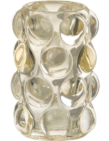 Photophore moderne boules relief en verre jaune 12 cm - 1